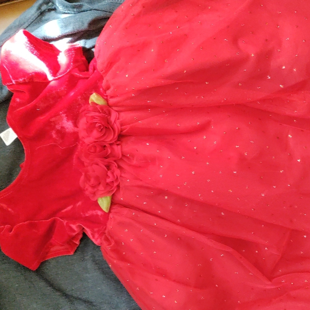 Red velvet poof dress